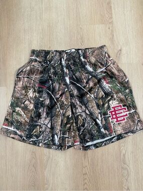 Eric Emanuel Camo Shorts with White Drawstring